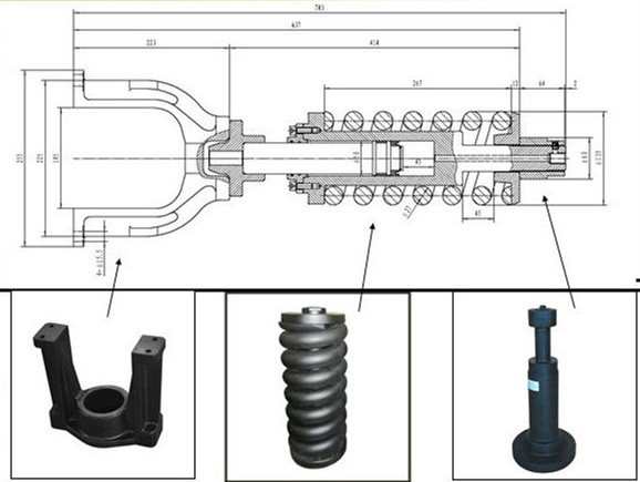 kobelco SK250 excavator track cylinder assembly